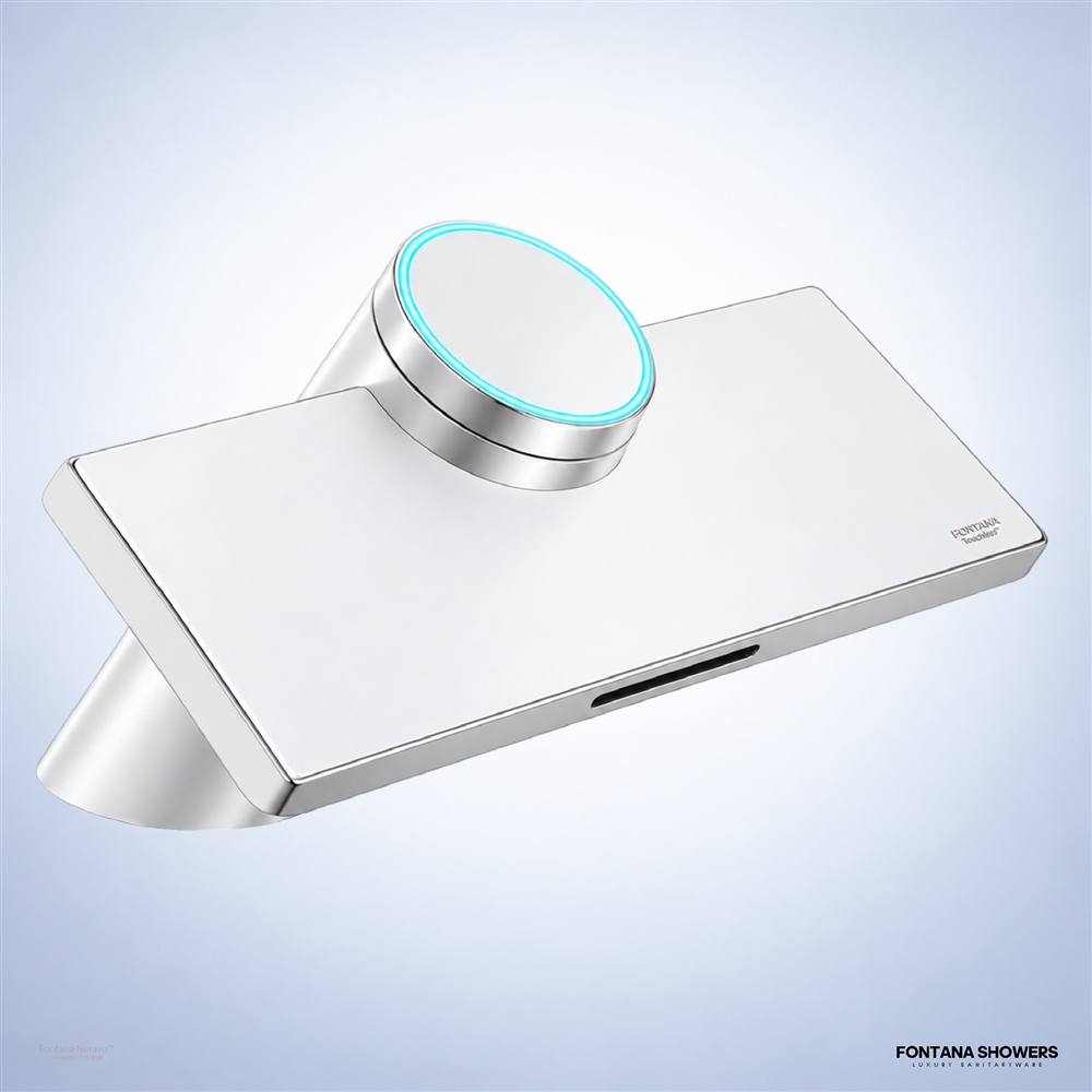 Matte white touchless faucet with integrated hand dryer at a modern restroom basin.