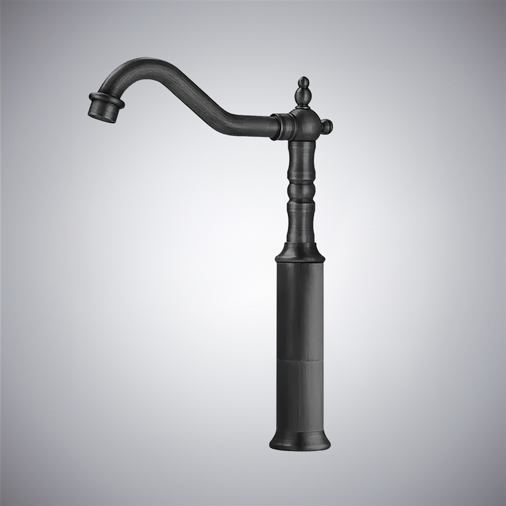 Fontana Acqui Terme Matte Black Deck-Mounted Touchless Faucet