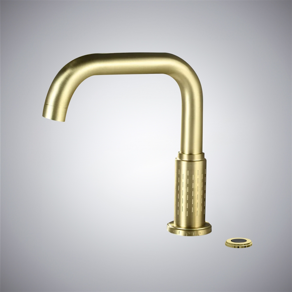 Fontana Alba Adriatica Brushed Gold Contemporary Deck-Mounted Touchless Faucet