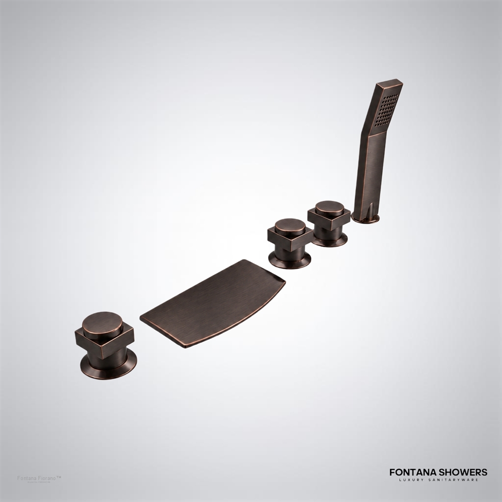 Bronze triple-handle tub faucet
