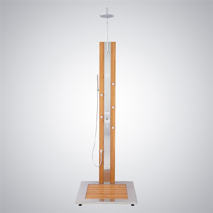 Fontana Carpentras Stainless Steel and Wood Classic Shower Panel