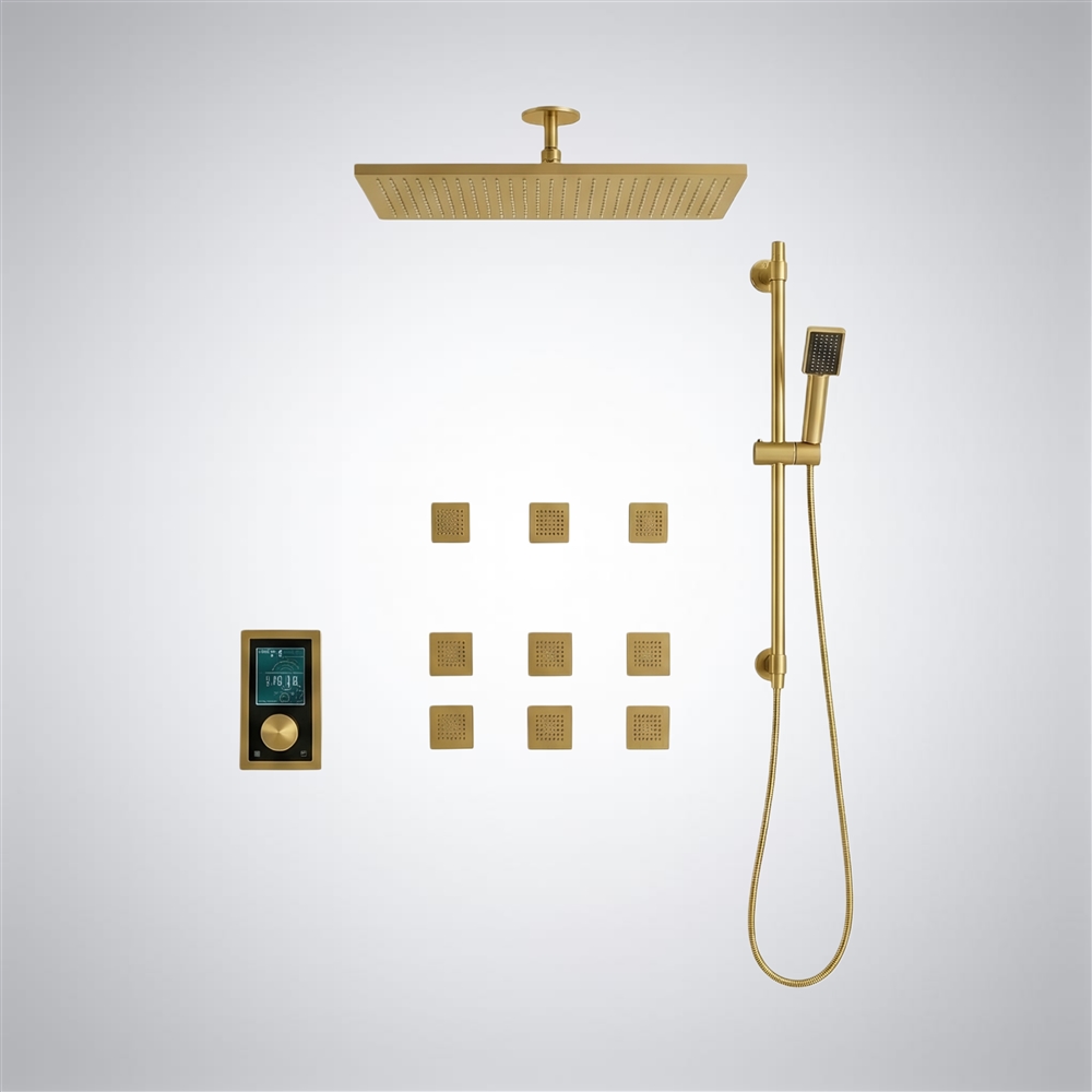 FontanaHydroEaseâ„¢ Brushed Gold Digital Shower System â€“ Luxury ...