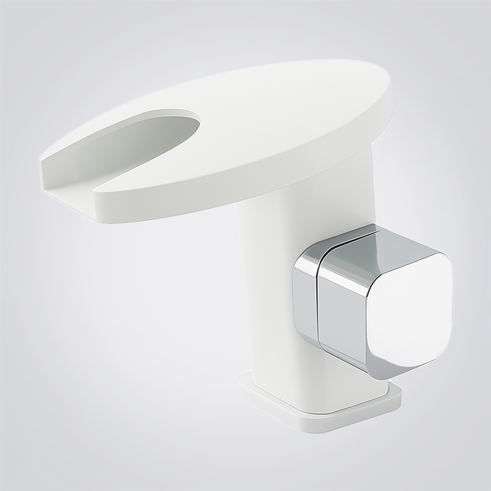FontanaVeloStream White Single Hole Waterfall LED Basin Faucet