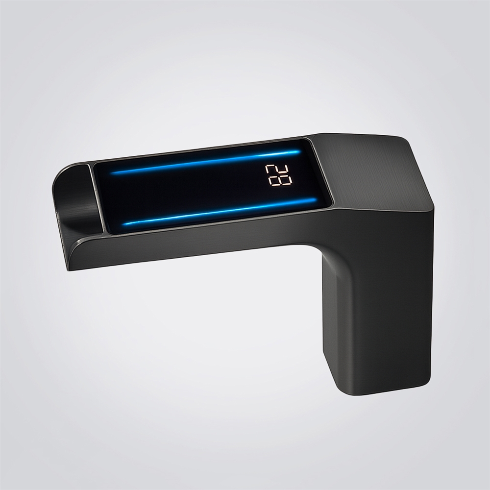 FontanaAquaPulse Gun Metal Grey Touchless Basin Faucet with LED Temperature Display