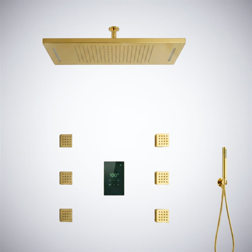 FontanaVeloâ„¢ â€“ Gold Rain Shower & Handheld Set
