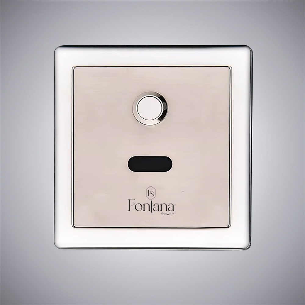 Fontana FlowSync Chrome Precision touchless urinal flush valve — circular manual override (FS8106CH)