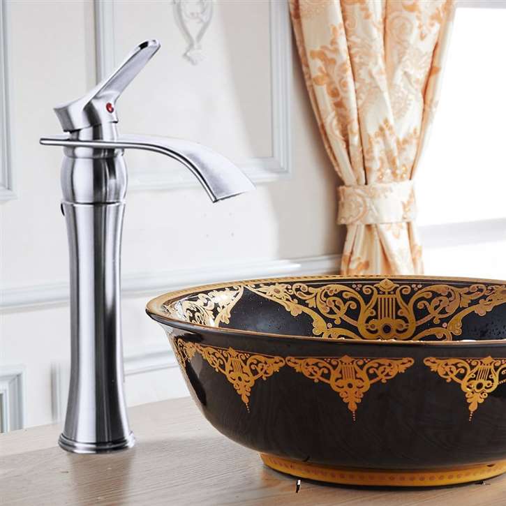 Alajuela Deck Mount Single Handle Waterfall Bathroom Sink Faucet (FS818WSH)