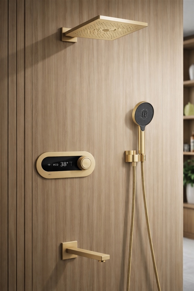 Browse Fontana Stainless Steel Thermostatic Brushed Gold Digital ...