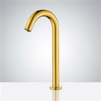 Touchless Bathroom Faucet BIM Object Livorno Stainless Steel Long Commercial Automatic Sensor Faucet Gold Finish