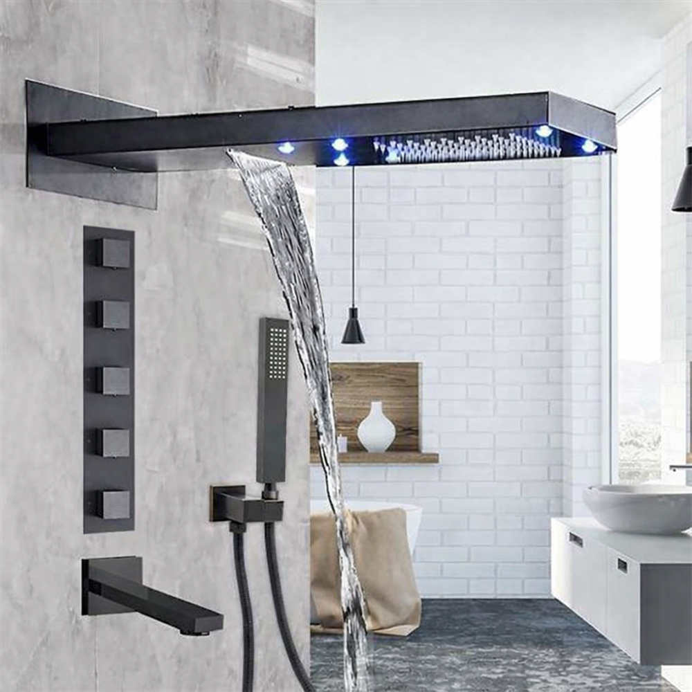 Doccia Oil Rubbed Bronze Wall Mounted Shower Set with Mixer Valve