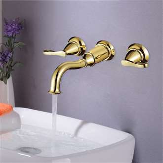 Ionia Gold Finish Bathroom Sink Luxury Faucet with Hot and Cold Water Mixer