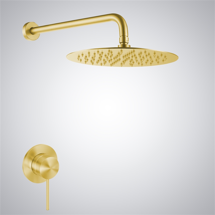 Fontana Modern Marseille Polished Gold Finish In Rainfall Shower Head Set
