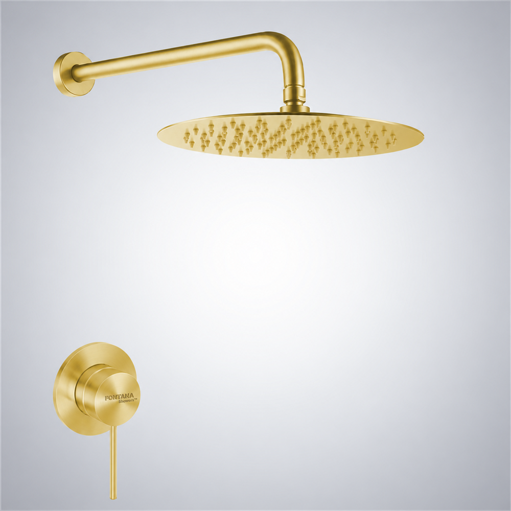 Fontana Modern Marseille Polished Gold Finish In Rainfall Shower Head Set