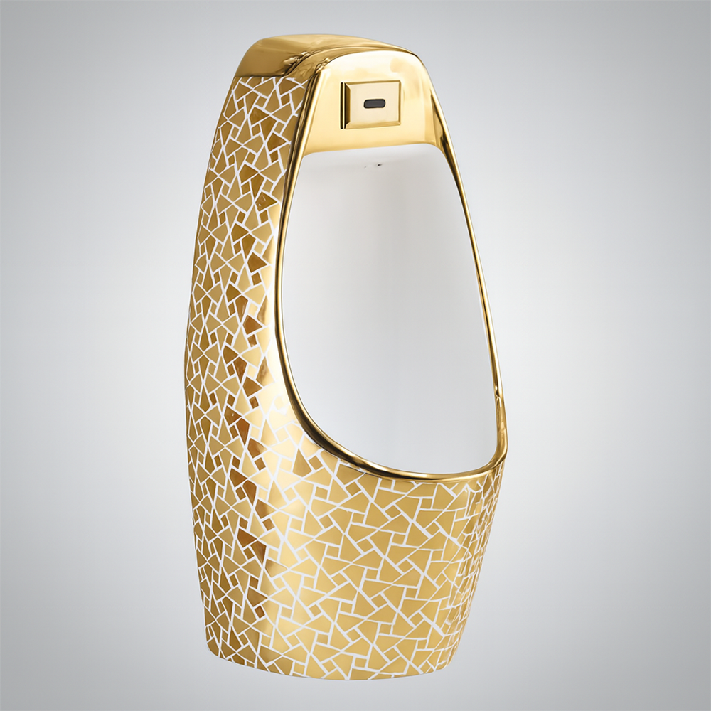 Fontana Glaze cracked-pattern gold urinal — decorative mosaic exterior (FS9013CPG)