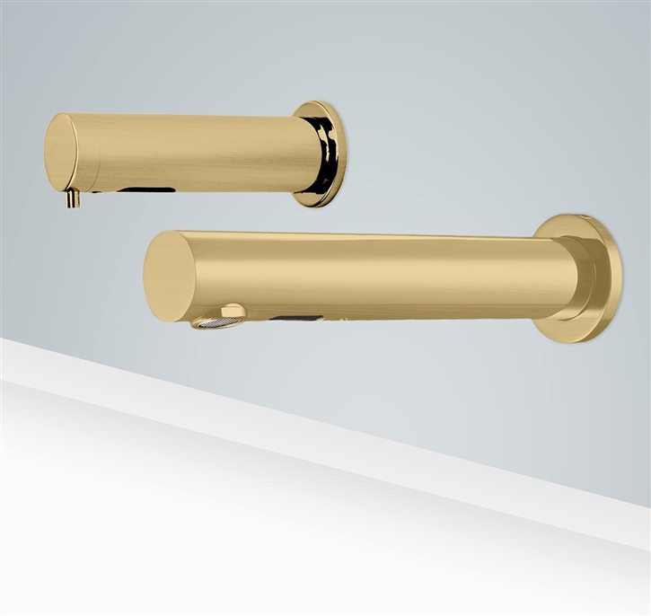 Fontana Rio Brushed Gold Finish Commercial Dual Sensor Faucet And Soap Dispenser