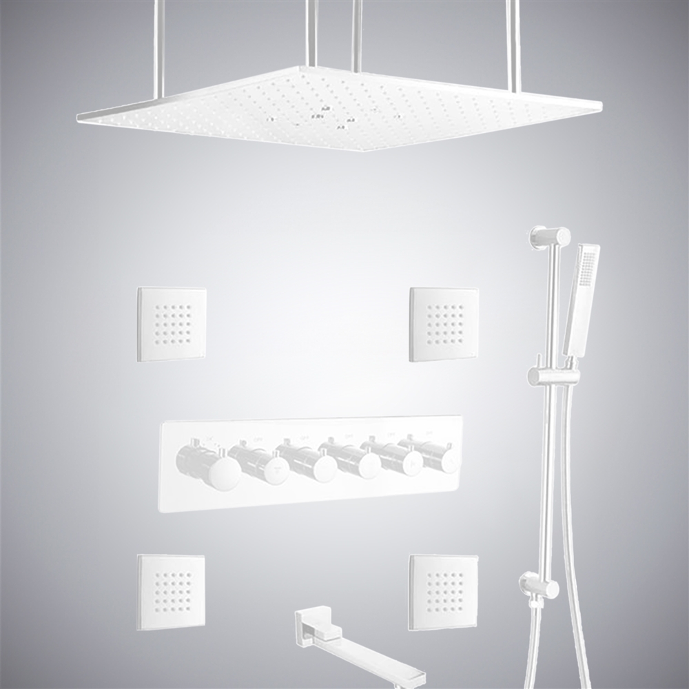 Fontana Thermostatic Shower Set with Body Jets In A Matte White Finish