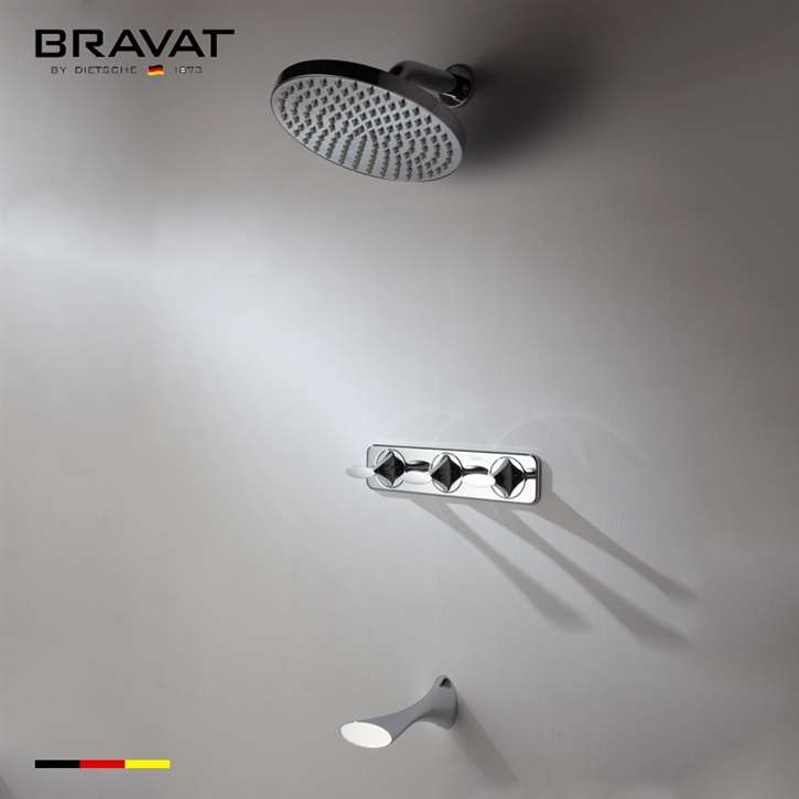 Bravat Stylish Round Showerhead Chrome Plated 5-Way Adjustable Shower Set