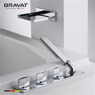Bravat Beautiful Chrome Silver Deck Mount Bathtub Exposed Faucet with Hand Shower