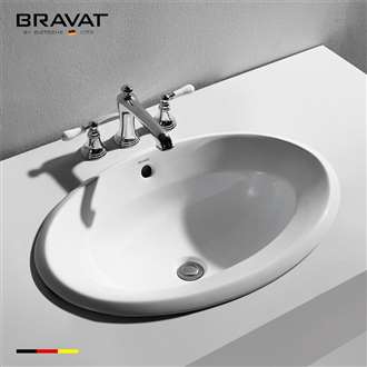 Bravat Beautiful Chrome Deck Dual Handle Bathroom Commercial Sink Tap 