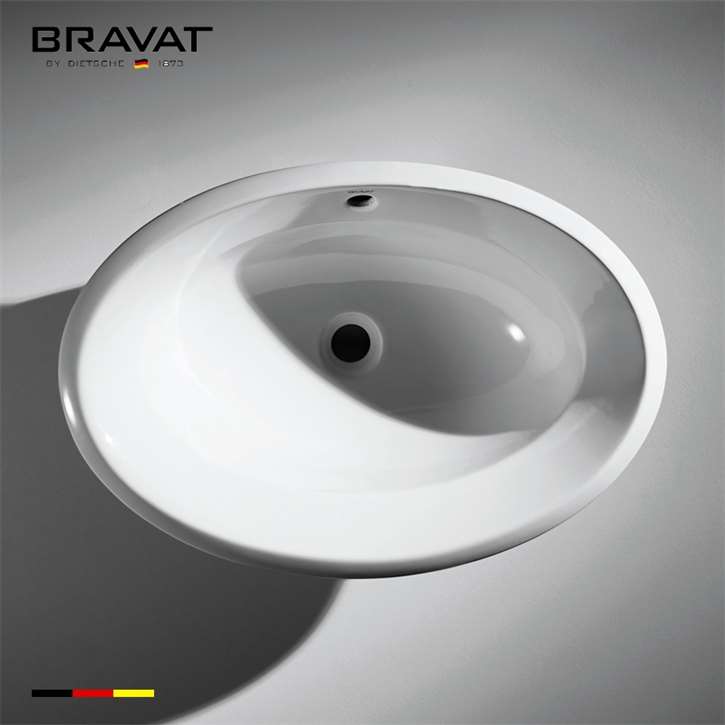 Bravat Amazing White Oval Vessel Sink Under Mount
