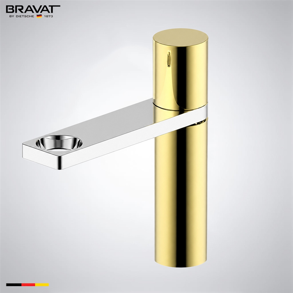 Bravat Modern Royal Gold With Chrome Finish Bathroom Faucet