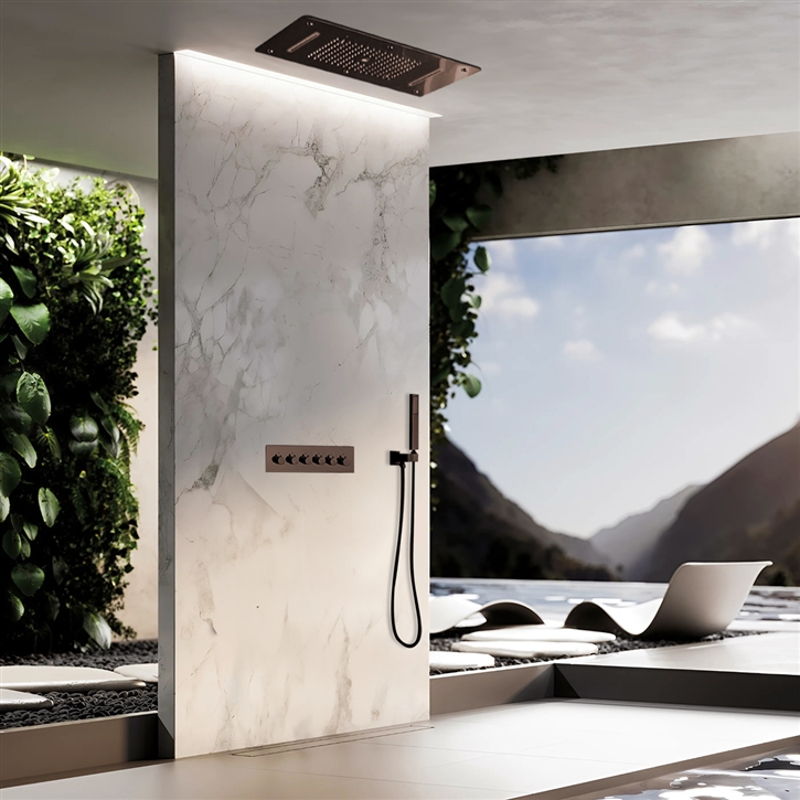 Fontana Showers Amazing Relaxation Wide Ceiling LED Shower Head with Hand-Held Shower