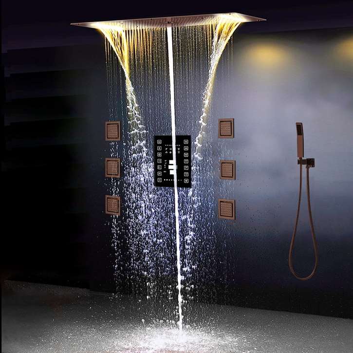 Fontana oil-rubbed bronze three-way LED shower system installation