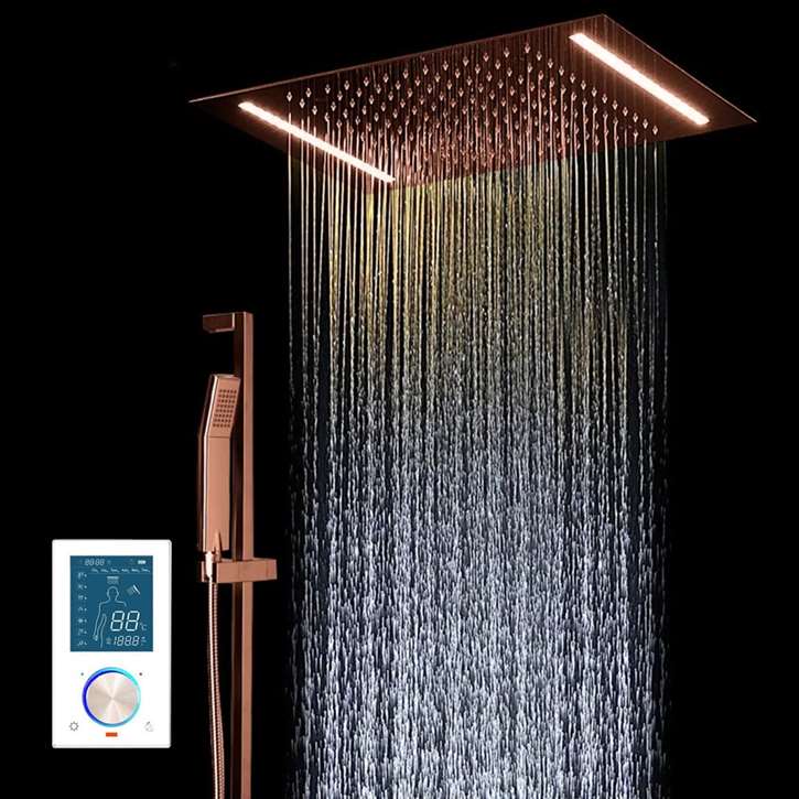 Fontana Light Oil Rubbed Bronze Showers Smart & Intelligent LED Touch Control Rainfall Shower Head With Hand Shower