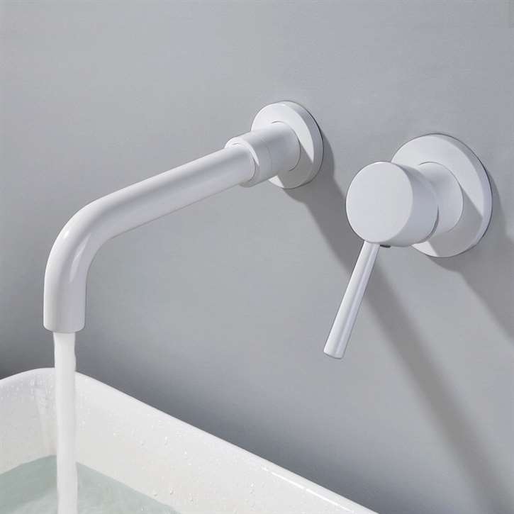 Fontana Milan Single Lever Wall Mount White Sink Faucet