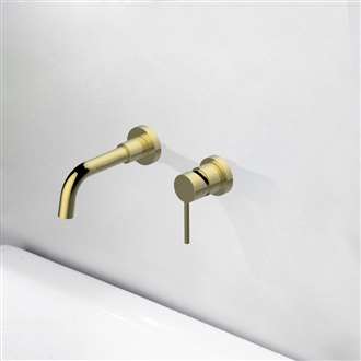 Fontana Milan Single Lever Wall Mount Brushed Gold Commercial Sink Tap 