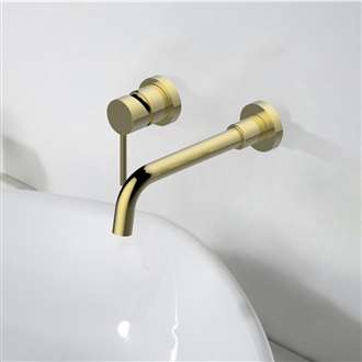 Fontana Milan Single Lever Wall Mount Brushed Gold 8.27" (210MM) Moen Sink Faucet 