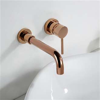 Fontana Milan Single Lever Wall Mount Shiny Rose Gold 8.27" (210MM) Commercial Sink Faucet 