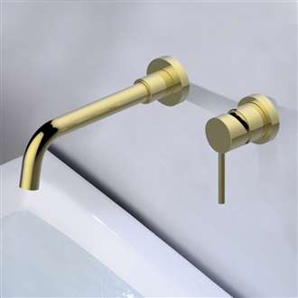 Fontana Milan Single Lever Wall Mount Brushed Gold 10.24" (260MM) BIM Object Sink Faucet 
