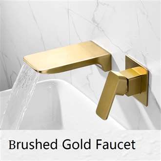 Fontana Napoli Luxury Wall Mount Brushed Gold Waterfall Sink Faucet
