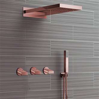 Fontana Reno Wall Mount Rose Gold Rainfall Mixer Shower Set Fontana Reno Wall Mount Rose Gold Rainfall Mixer Shower Set
