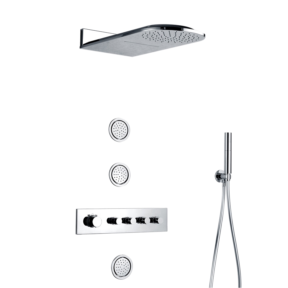 Thermostatic shower system with multiple body jets installation planning