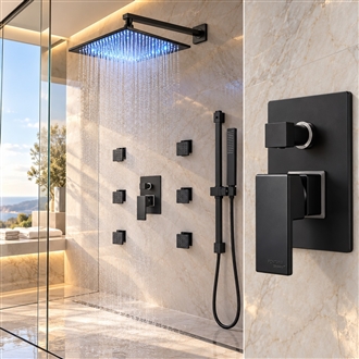 Fontana  FS9605B Greenwich Showers Hot and Cold Rainfall LED Bathroom Shower with Massage Jets