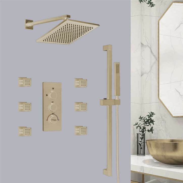 Best Shower Sale! Fontana Champagne Rainfall LED Shower with Massage ...