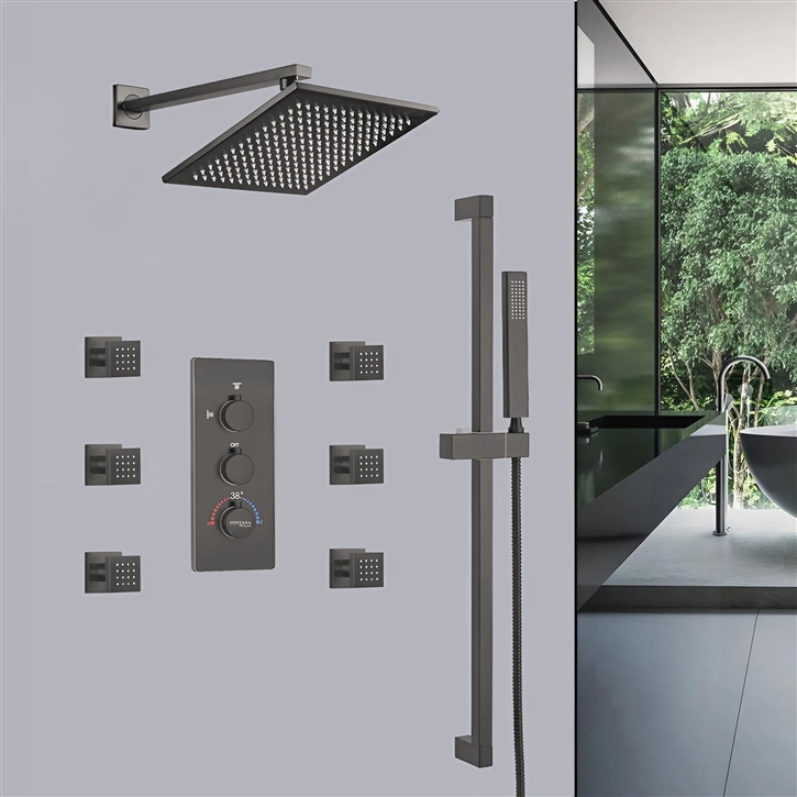 Best Shower Sale! Fontana Gun Metal Grey Rainfall LED Shower with ...