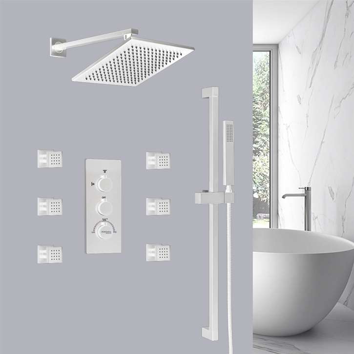 Fontana Greenwich Showers Hot and Cold Rainfall LED Bathroom Shower with Massage Jets