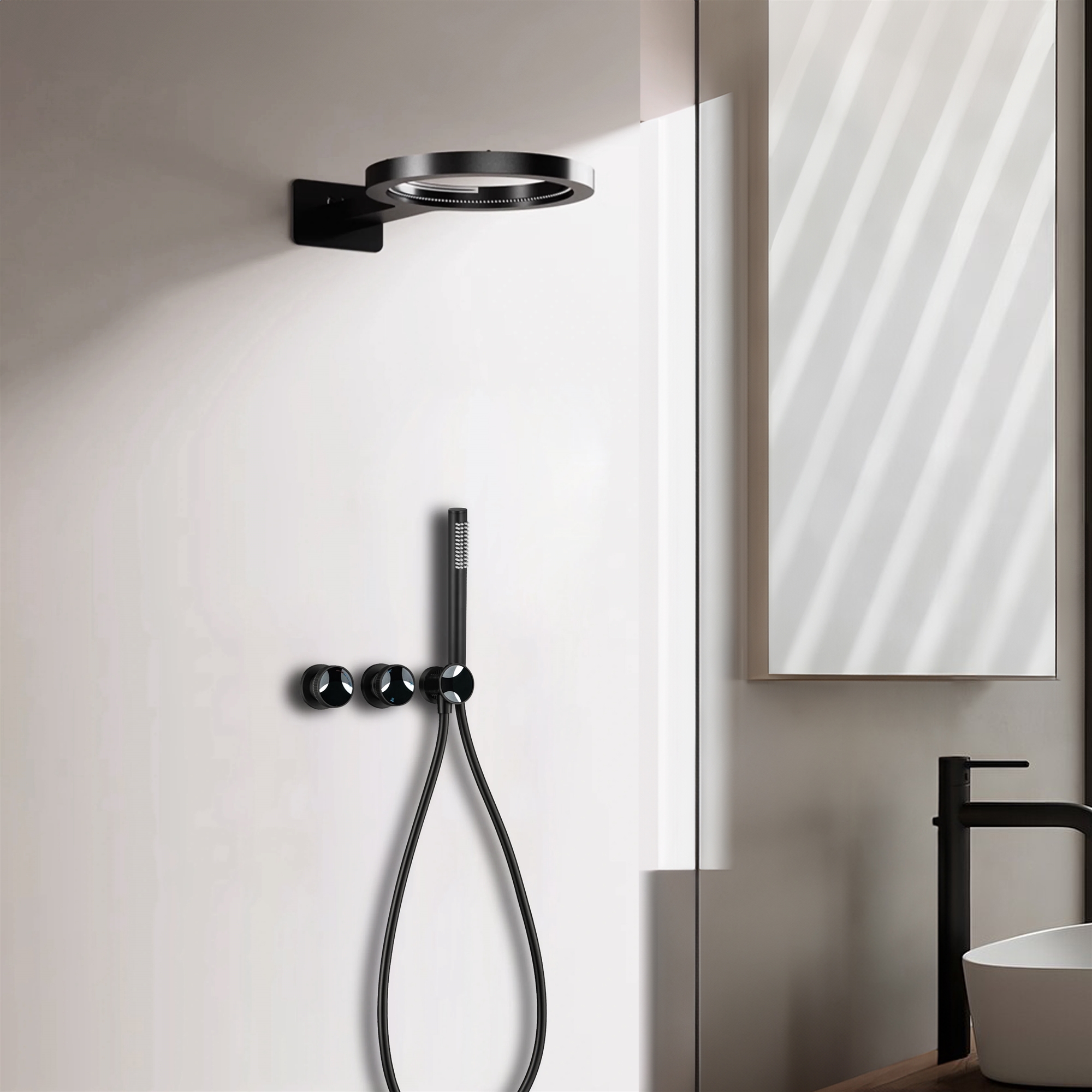 Fontana Matte Black Rainfall Waterfall Shower System - Luxury Shower ...