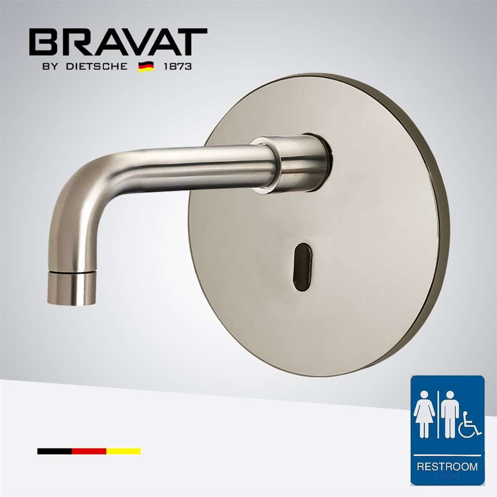 Bravat Velmexa Brushed Nickel Wall Mounted Commercial Electronic Sensor Faucet