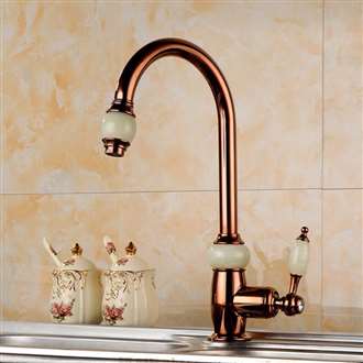 Fontana Genoa Luxury Tall and Rose Gold Brass Jade Bathroom Commercial Sink Faucet 