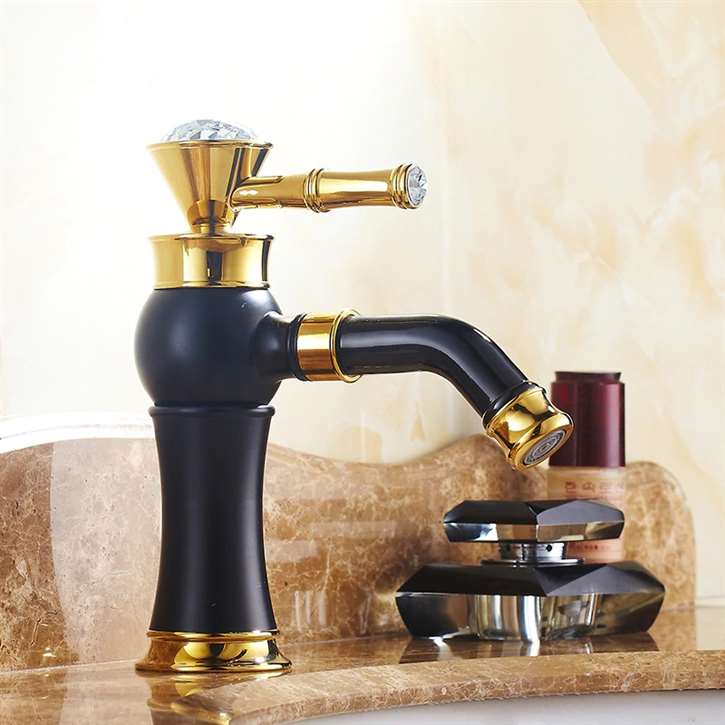 Antique Style 360 Rotatable Deck Mounted Sink Faucet with vintage bronze finish and dual handles