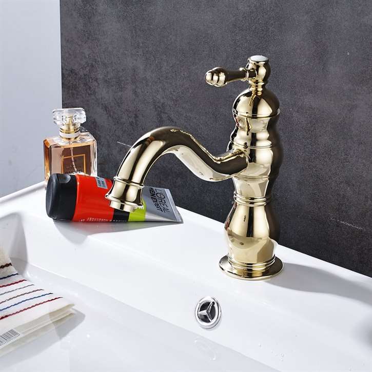 Fontana Dijon Single Hole Polished Gold Bathroom Sink Faucet
