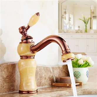 Fontana Tempe Rose Gold Hot and Cold Deck Mounted Bathroom American Standard vs Fontana Sink Faucet 