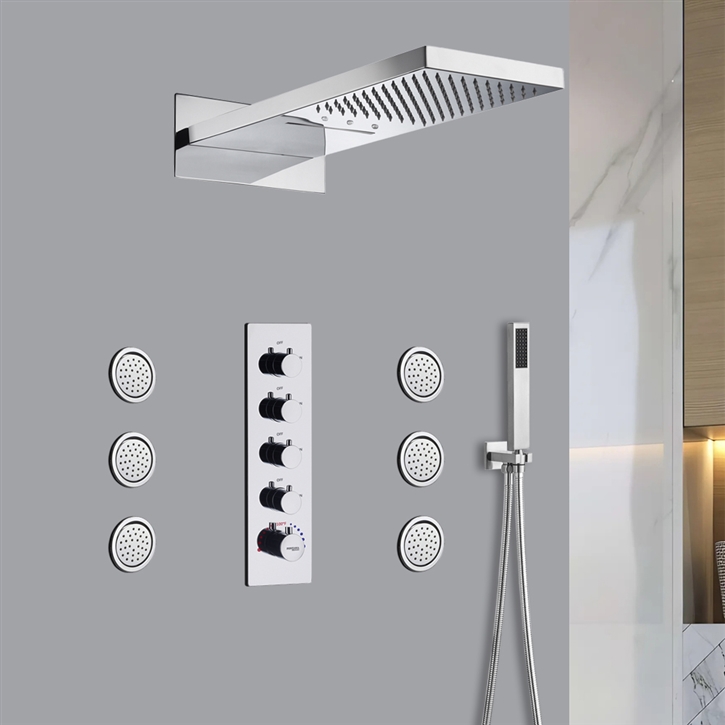 Lecce Luxury Shower System with 6 Round Body Massage Jets
