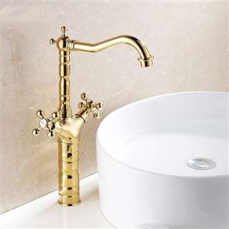 Fontana Hackney Dual Cross Handle Gold Mixer Water Moen Sink Faucet 