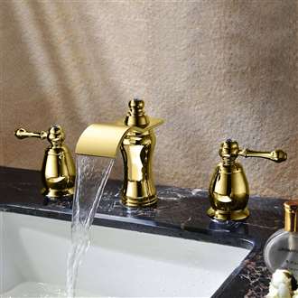Fontana Napoli Gold Crystal Waterfall Bathroom Sink Bathtub Faucet