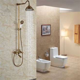 Fontana Milan 8" Antique Brass Rainfall Shower Set B  with Handheld Sprayer